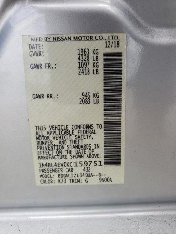 Photo 10 from auction – 2019 NISSAN ALTIMA SL with VIN 1N4BL4EV0KC159751