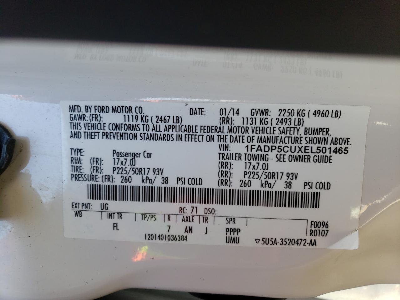 Photo 10 from auction – 2014 FORD C-MAX PREM with VIN 1FADP5CUXEL501465