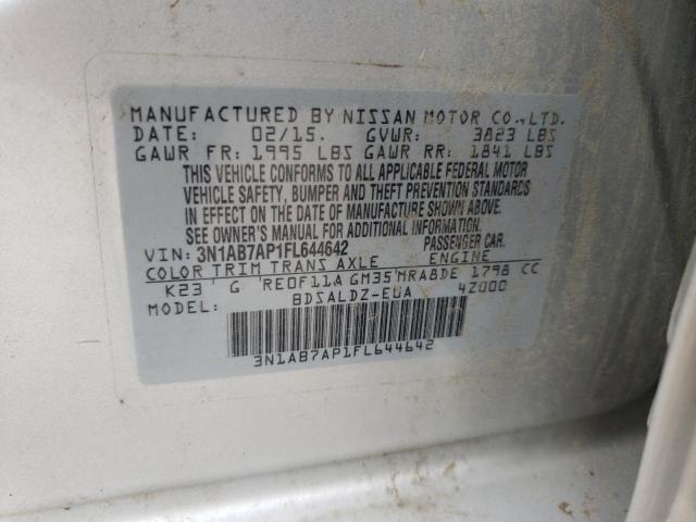 Photo 10 from auction – 2015 NISSAN SENTRA S with VIN 3N1AB7AP1FL644642