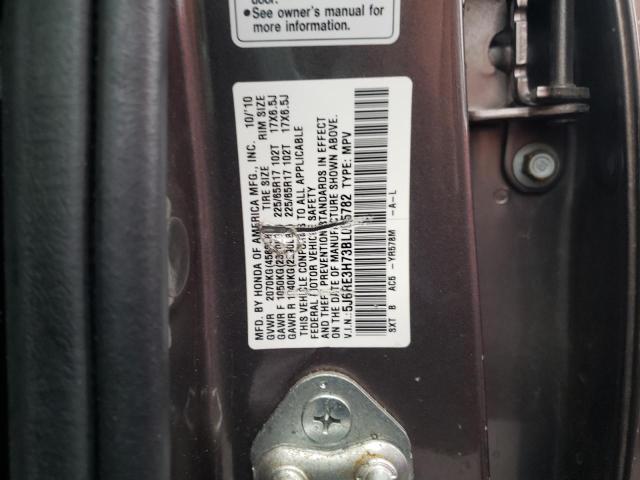 Photo 10 from auction – 2011 HONDA CR-V EXL with VIN 5J6RE3H73BL005782