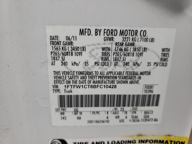 Photo 10 from auction – 2011 FORD F150 SUPER with VIN 1FTFW1CT6BFC10428