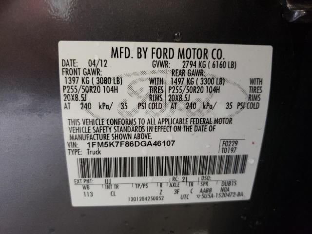 Photo 10 from auction – 2013 FORD EXPLORER L with VIN 1FM5K7F86DGA46107