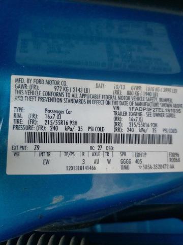 Photo 10 from auction – 2014 FORD FOCUS SE with VIN 1FADP3F27EL181035