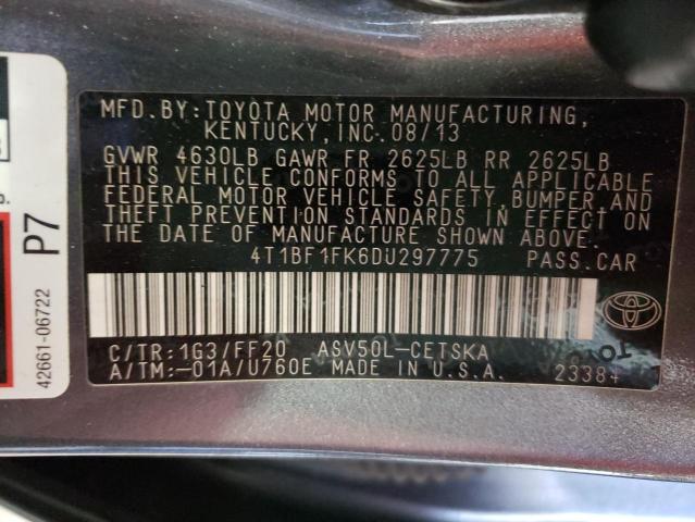 Photo 10 from auction – 2013 TOYOTA CAMRY L with VIN 4T1BF1FK6DU297775