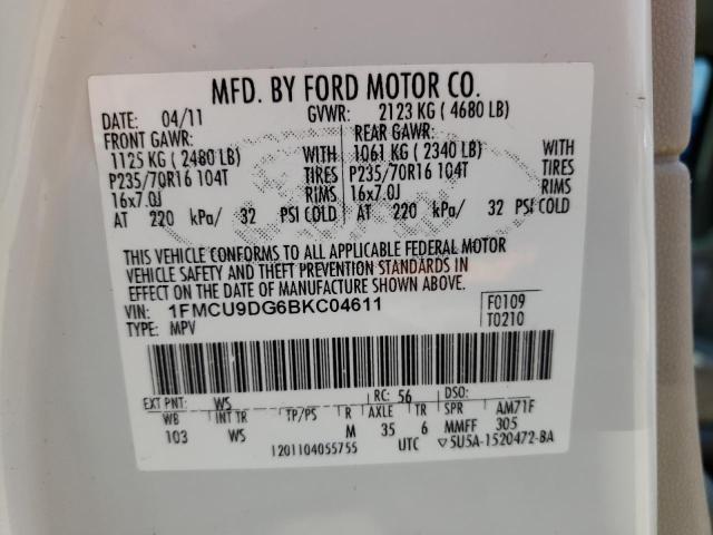 Photo 10 from auction – 2011 FORD ESCAPE XLT with VIN 1FMCU9DG6BKC04611