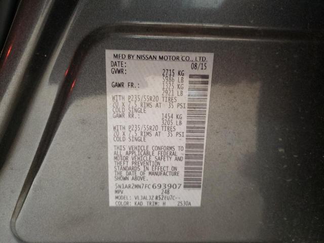 Photo 10 from auction – 2015 NISSAN PATHFINDER with VIN 5N1AR2MN7FC693907