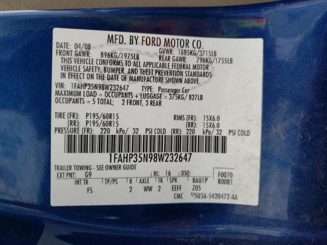 Photo 10 from auction – 2008 FORD FOCUS SE with VIN 1FAHP35N98W232647
