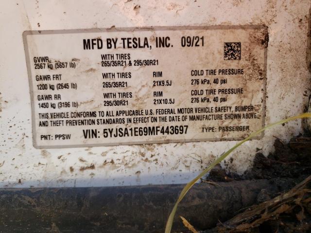 Photo 10 from auction – 2021 TESLA MODEL S with VIN 5YJSA1E69MF443697
