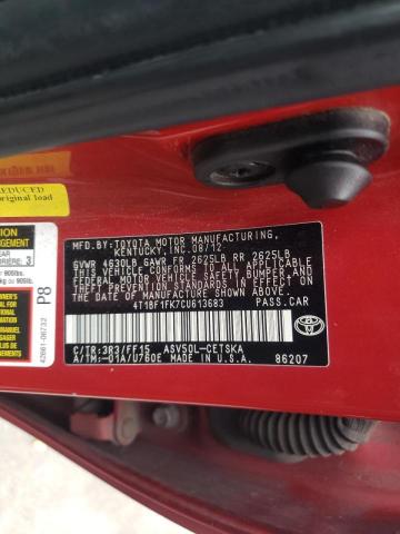Photo 10 from auction – 2012 TOYOTA CAMRY BASE with VIN 4T1BF1FK7CU613683