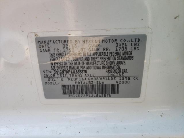 Photo 10 from auction – 2018 NISSAN VERSA S with VIN 3N1CN7AP1JL865876