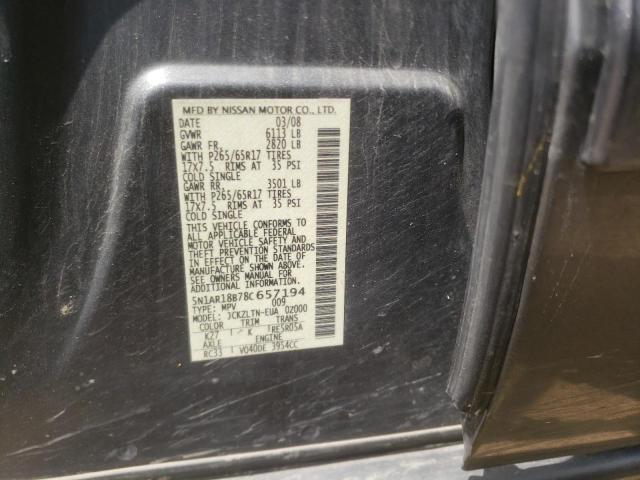 Photo 10 from auction – 2008 NISSAN PATHFINDER with VIN 5N1AR18B78C657194