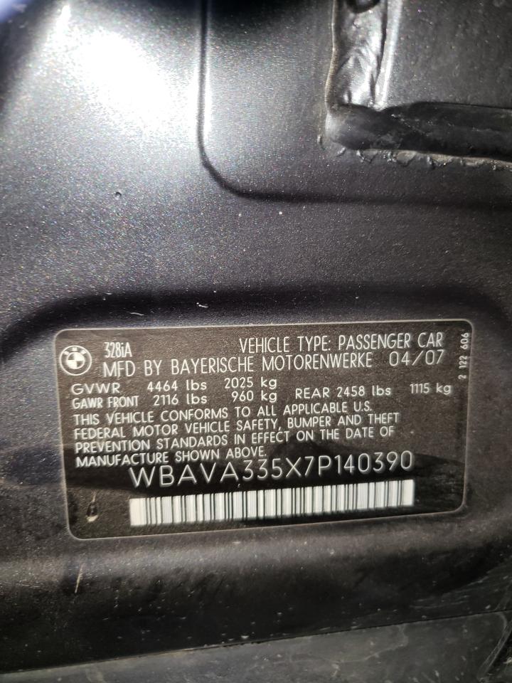 Photo 10 from auction – 2007 BMW 328 I with VIN WBAVA335X7P140390