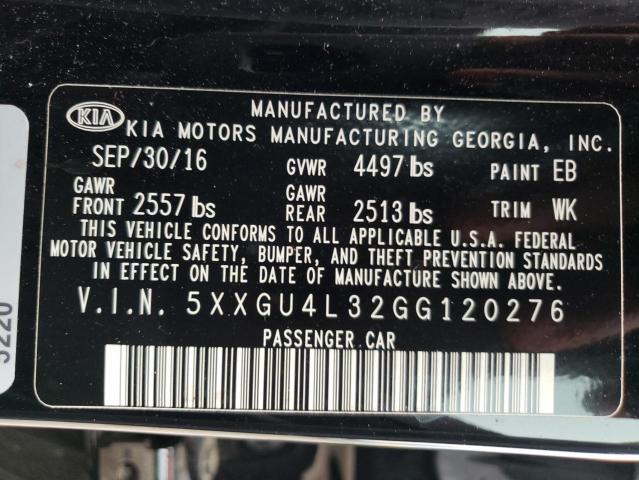 Photo 10 from auction – 2016 KIA OPTIMA EX with VIN 5XXGU4L32GG120276