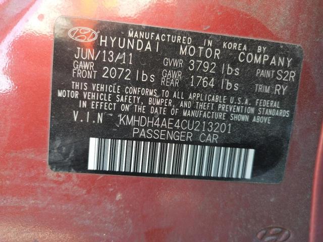 Photo 10 from auction – 2012 HYUNDAI ELANTRA GL with VIN KMHDH4AE4CU213201