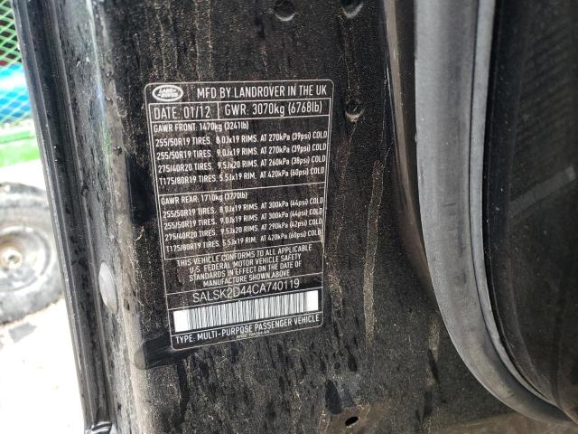 Photo 10 from auction – 2012 LAND ROVER RANGE ROVE with VIN SALSK2D44CA740119