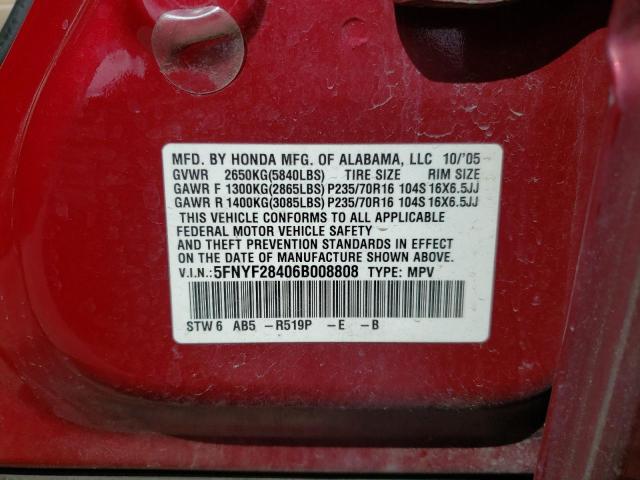 Photo 10 from auction – 2006 HONDA PILOT EX with VIN 5FNYF28406B008808