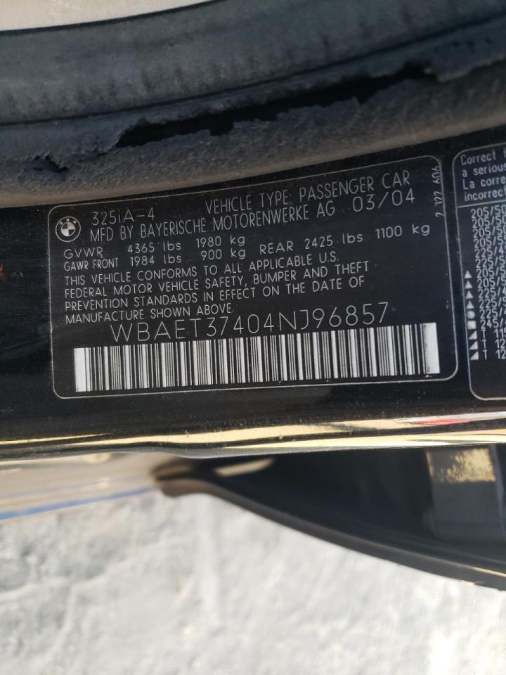 Photo 20 from auction – 2004 BMW 325 I with VIN WBAET37404NJ96857