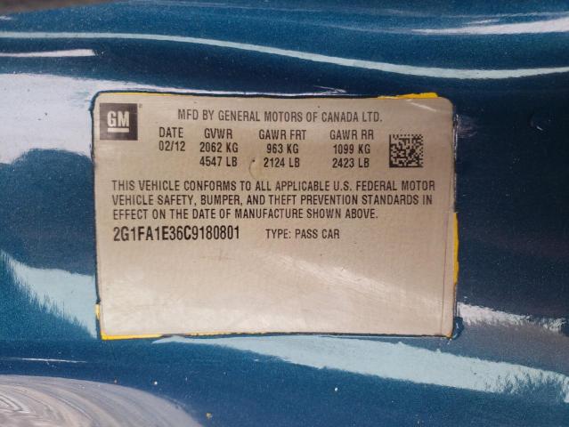 Foto 10 de la subasta – 2012 CHEVROLET CAMARO LS con VIN 2G1FA1E36C9180801