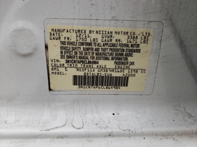 Photo 10 from auction – 2012 NISSAN VERSA S with VIN 3N1CN7AP6CL864984