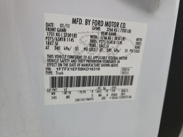 Photo 10 from auction – 2011 FORD F150 SUPER with VIN 1FTFX1EF5BKD16316
