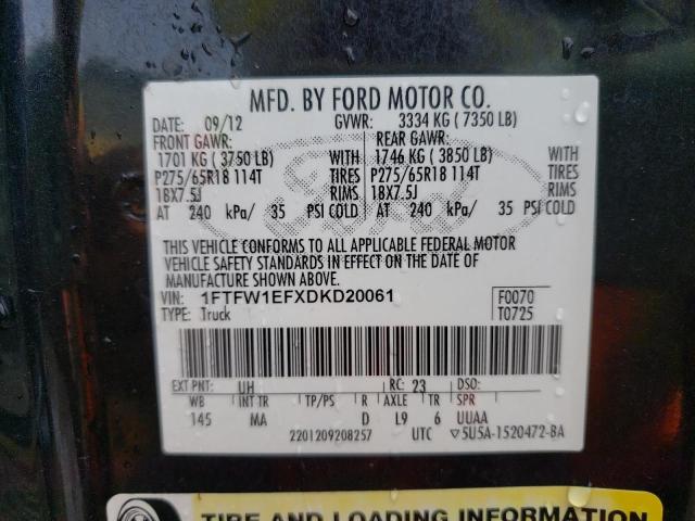 Photo 10 from auction – 2013 FORD F150 SUPER with VIN 1FTFW1EFXDKD20061