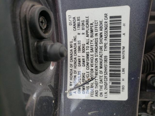 Photo 10 from auction – 2017 HONDA CIVIC with VIN 2HGFC2F52HH513839