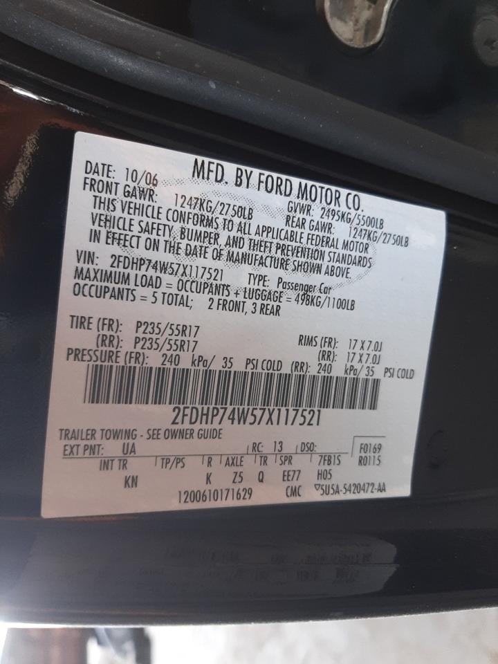 Photo 10 from auction – 2007 FORD CROWN VICT with VIN 2FDHP74W57X117521