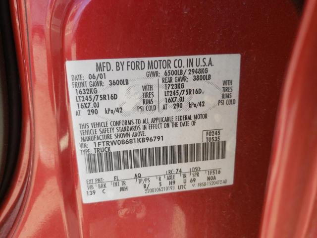 Photo 10 from auction – 2001 FORD F150 SUPER with VIN 1FTRW08681KB96791