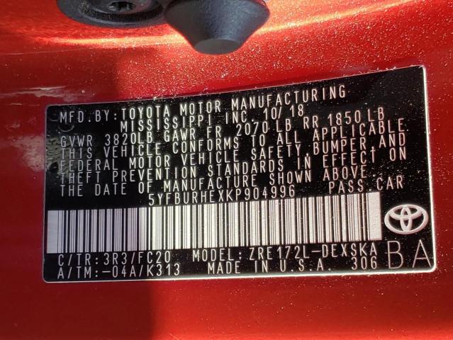 Photo 10 from auction – 2019 TOYOTA COROLLA L with VIN 5YFBURHEXKP904996