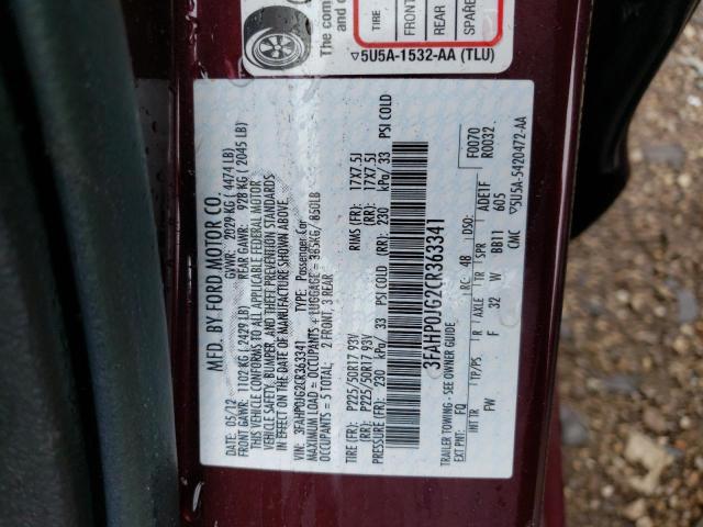 Photo 10 from auction – 2012 FORD FUSION SEL with VIN 3FAHP0JG2CR363341