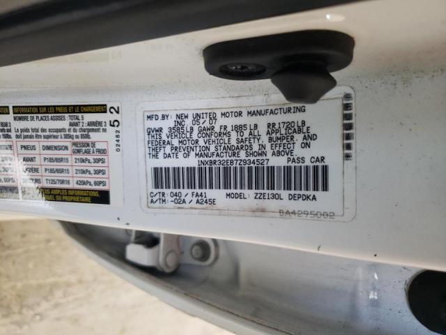 Photo 10 from auction – 2007 TOYOTA COROLLA CE with VIN 1NXBR32E87Z934527