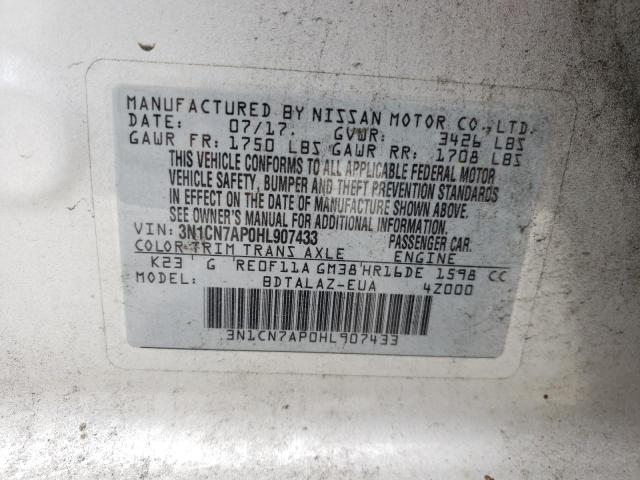 Photo 10 from auction – 2017 NISSAN VERSA S with VIN 3N1CN7AP0HL907433