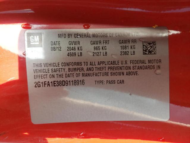 Photo 10 from auction – 2013 CHEVROLET CAMARO LS with VIN 2G1FA1E38D9118916