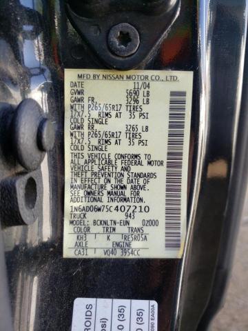 Photo 10 from auction – 2005 NISSAN FRONTIER K with VIN 1N6AD06W75C407210