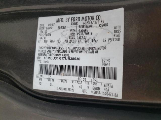 Photo 10 from auction – 2007 FORD EXPLORER S with VIN 1FMEU31K17UB38530