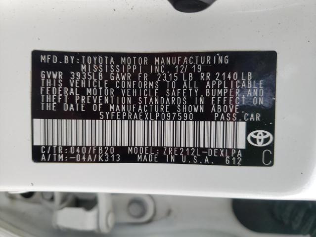 Photo 10 from auction – 2020 TOYOTA COROLLA LE with VIN 5YFEPRAEXLP097590