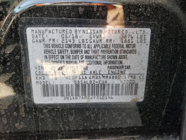 Photo 10 from auction – 2018 NISSAN SENTRA S with VIN 3N1AB7AP2JY310146