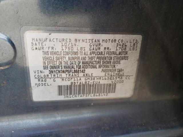 Photo 10 from auction – 2015 NISSAN VERSA S with VIN 3N1CN7AP5FL868142