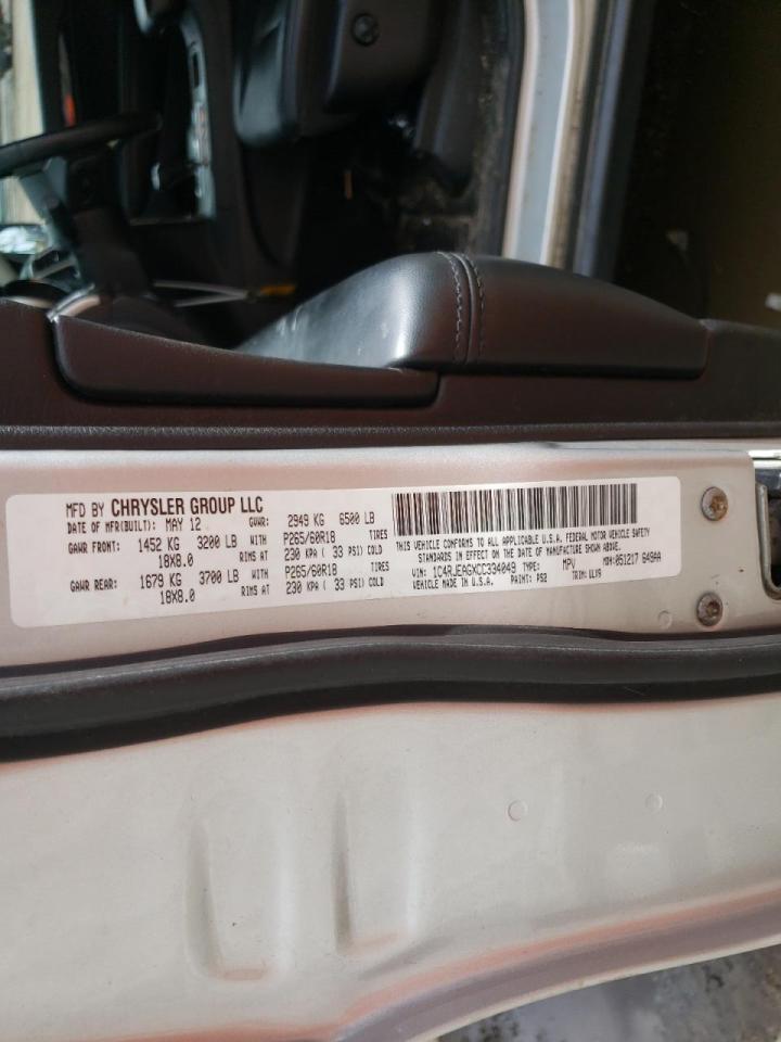 Photo 10 from auction – 2012 JEEP GRAND CHER with VIN 1C4RJEAGXCC334049