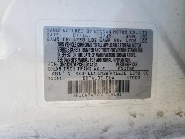 Photo 10 from auction – 2016 NISSAN VERSA S with VIN 3N1CN7APXGL914131