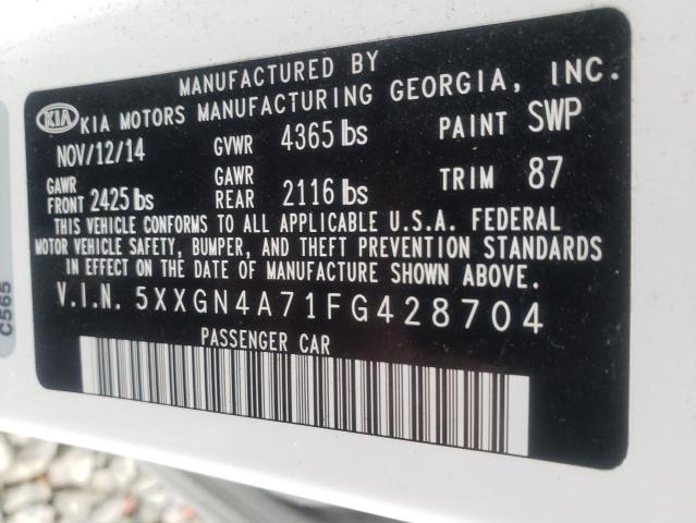 Photo 10 from auction – 2015 KIA OPTIMA EX with VIN 5XXGN4A71FG428704