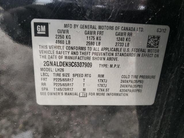 Photo 10 from auction – 2012 CHEVROLET EQUINOX LT with VIN 2GNALDEK9C6307909