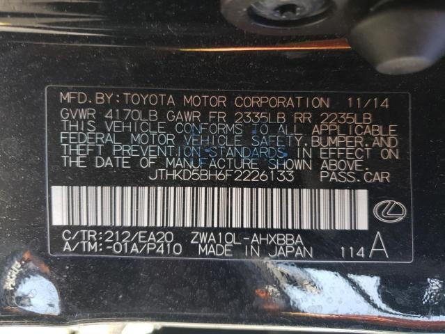 Photo 10 from auction – 2015 LEXUS CT 200 with VIN JTHKD5BH6F2226133