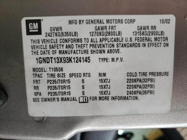 Photo 10 from auction – 2003 CHEVROLET BLAZER with VIN 1GNDT13X93K124145