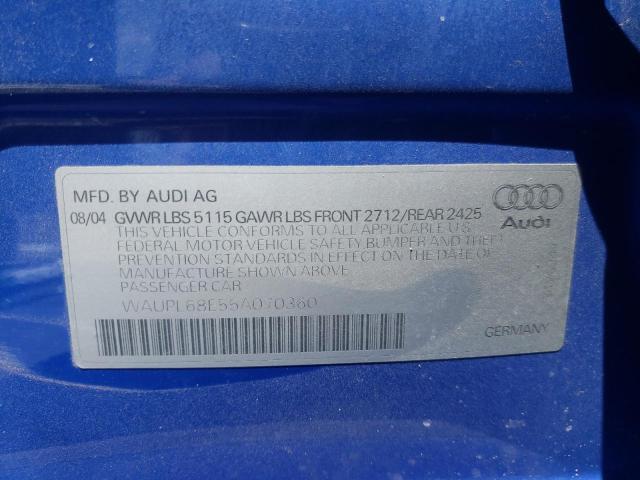 Photo 10 from auction – 2005 AUDI S4 with VIN WAUPL68E55A070360