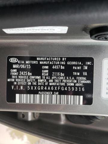 Photo 10 from auction – 2015 KIA OPTIMA SX with VIN 5XXGR4A6XFG459316