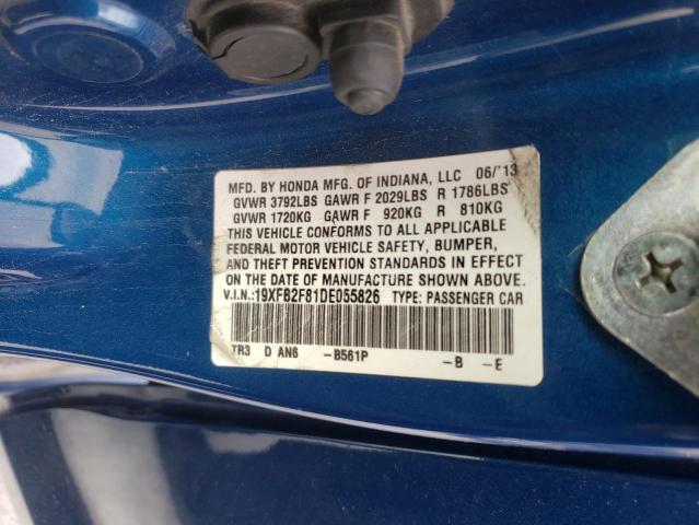 Photo 10 from auction – 2013 HONDA CIVIC EX with VIN 19XFB2F81DE055826