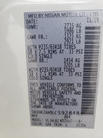Photo 10 from auction – 2020 NISSAN PATHFINDER with VIN 5N1DR2AN9LC592848