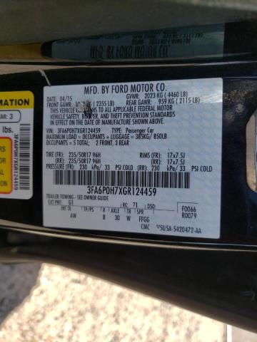 Photo 10 from auction – 2016 FORD FUSION SE with VIN 3FA6P0H7XGR124459