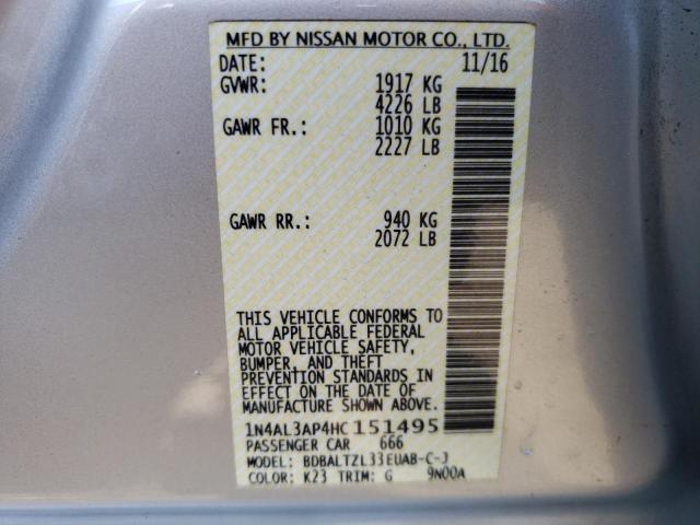 Photo 10 from auction – 2017 NISSAN ALTIMA 2.5 with VIN 1N4AL3AP4HC151495